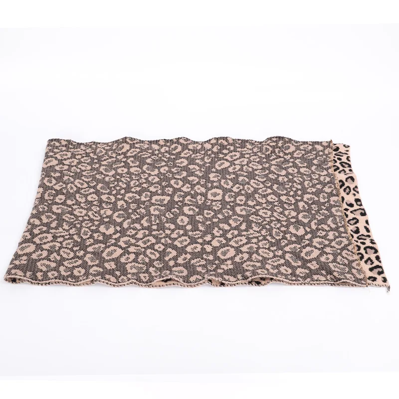 Женский шарф с леопардовым принтом зимний теплый плотный хлопковый высокого