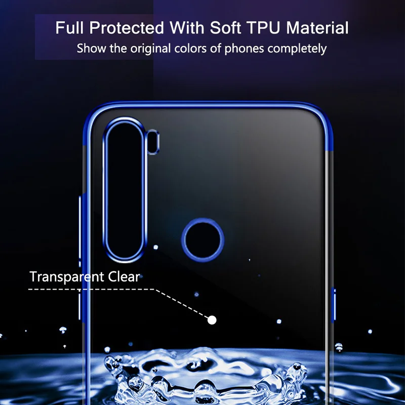 Мягкий прозрачный чехол для телефона Xiaomi Redmi Note 8T с покрытием лазерной плазмой и силиконовым красным фундаментом для Redmi Note 8 Pro.