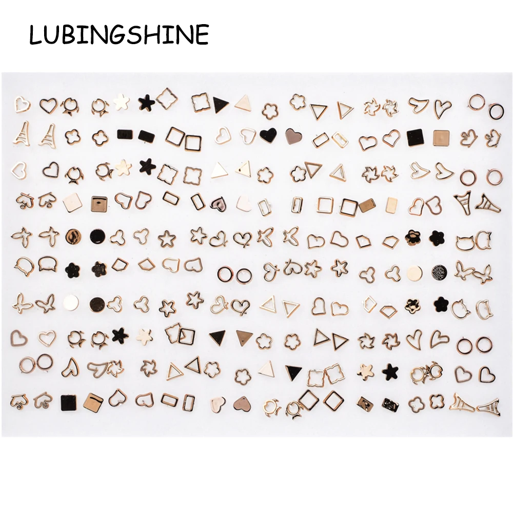 100 пар/лот женские акриловые сережки гвоздики золотого и серебряного цвета набор