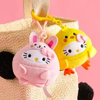 10cm kawaii sanrio plushie keychain kt cat plush keychain fashion pendant anime stuffed animals soft toys for girl children gift