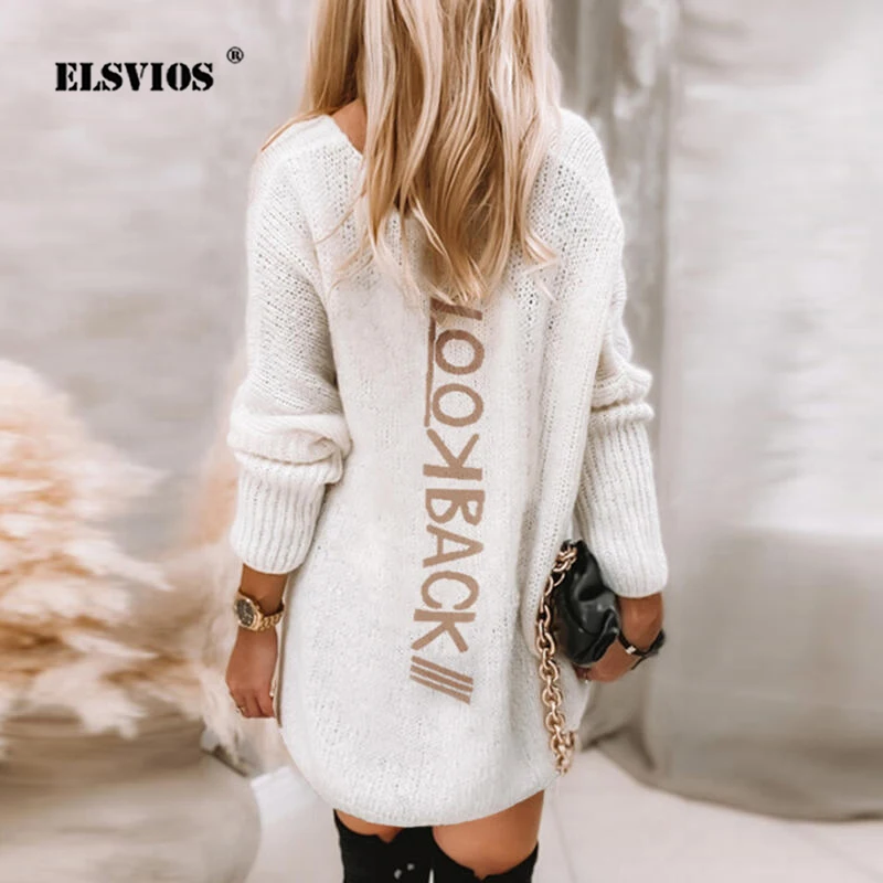 Женский вязаный свитер средней длины однотонный теплый белый пуловер свободного