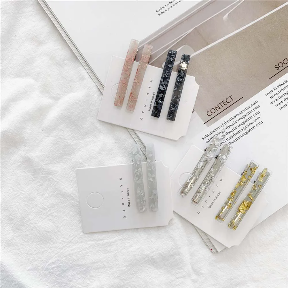 1 пара Новые корейские заколки для волос из золотой фольги ацетатные Заколки