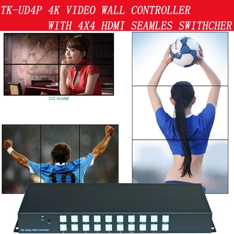 Бесшовный матричный коммутатор 4x4, настенный видеоконтроллер 4K для 4 или 3 единиц, поверните входной сигнал 90 градусов