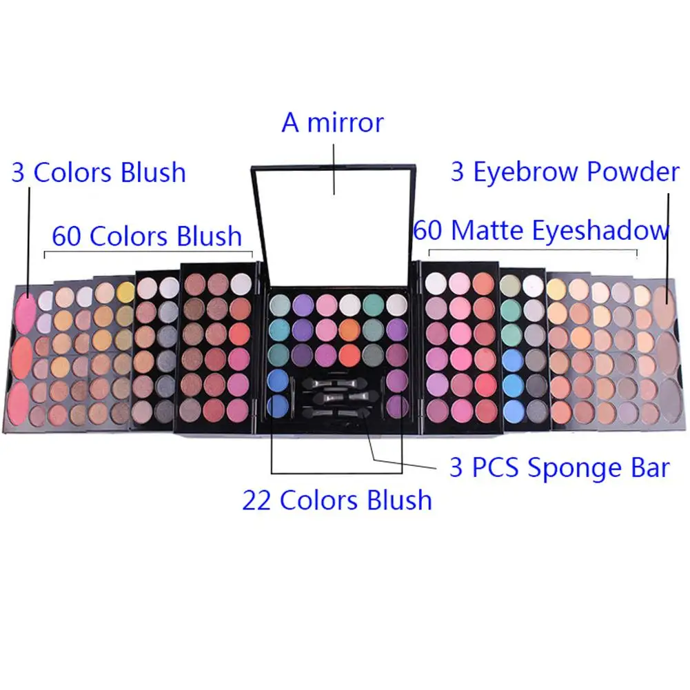 

142 Colors Eyeshadow 3 Colors Blusher 3 Colors Eyebrow Powder Glitter Metallic Shimmer Waterproof Brighten Makeup Set