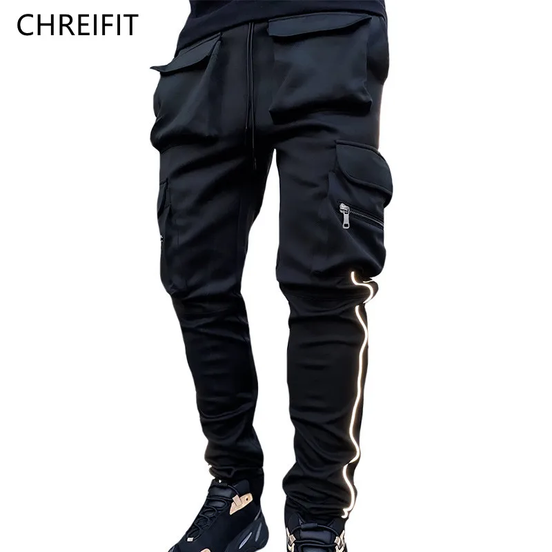 

Осенние мужские брюки CHREIFIT, шаровары в стиле хип-хоп, джоггеры, новые мужские брюки, мужские однотонные брюки-карго с несколькими карманами, ...
