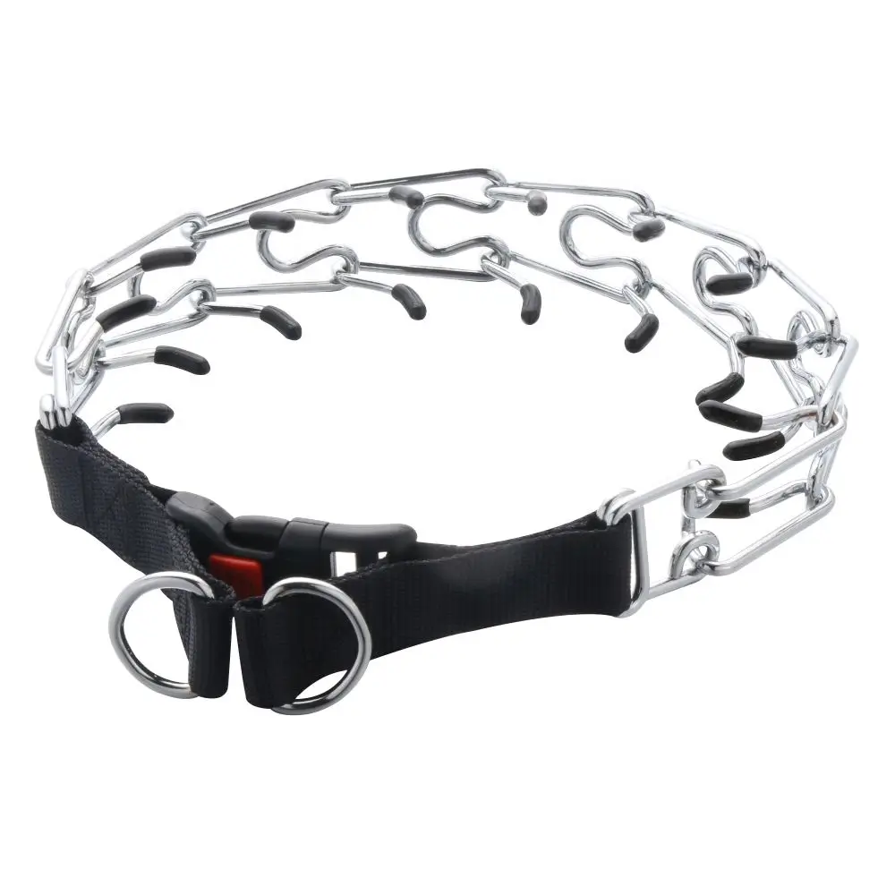 Fastshipping Adjustable Dog Prong Collar Pinch Training Stainless Steel Links Rubber Tips Quick Release Locking Carabiner | Дом и сад
