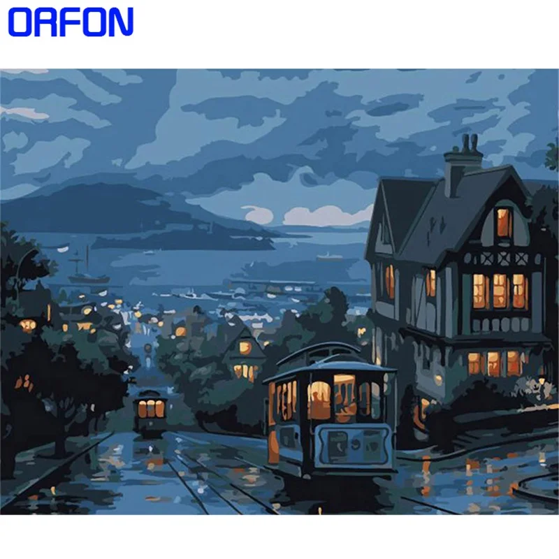 ORFON 40x50 см DIY картина маслом по номерам уличная фотография на холсте Безрамная