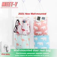 2021 new cotton cartoon single pocket hanging bag wall hanging door rear storage bag dormitory storage storage basket organize
