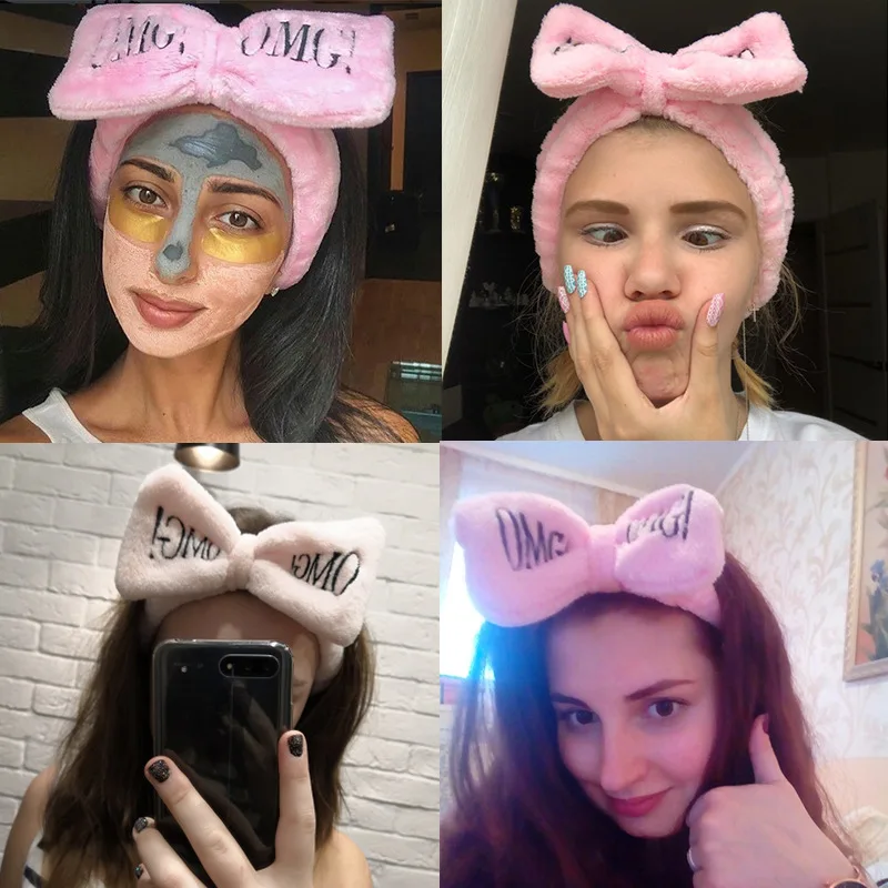 Женские Фланелевые повязки на голову с надписью OMG мягкие тюрбаны бантом милые