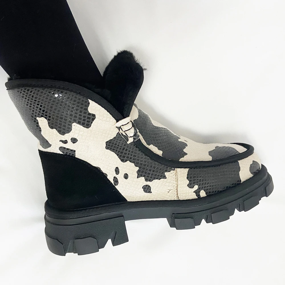 Fashion Women Winter Ankle Boots Ladies Chunky Heels Wool Snow Casual Furry Platform Shoes Girls Slip on Footwear Black | Обувь