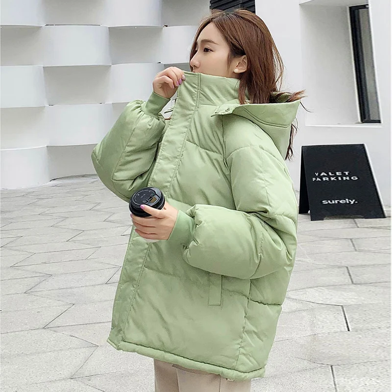 

New Arrival Female Winter Cotton Padded Coat Warm Thick Puffer Jacket Women Bubble Coat Casual Spray-bonded Wadding Zipper