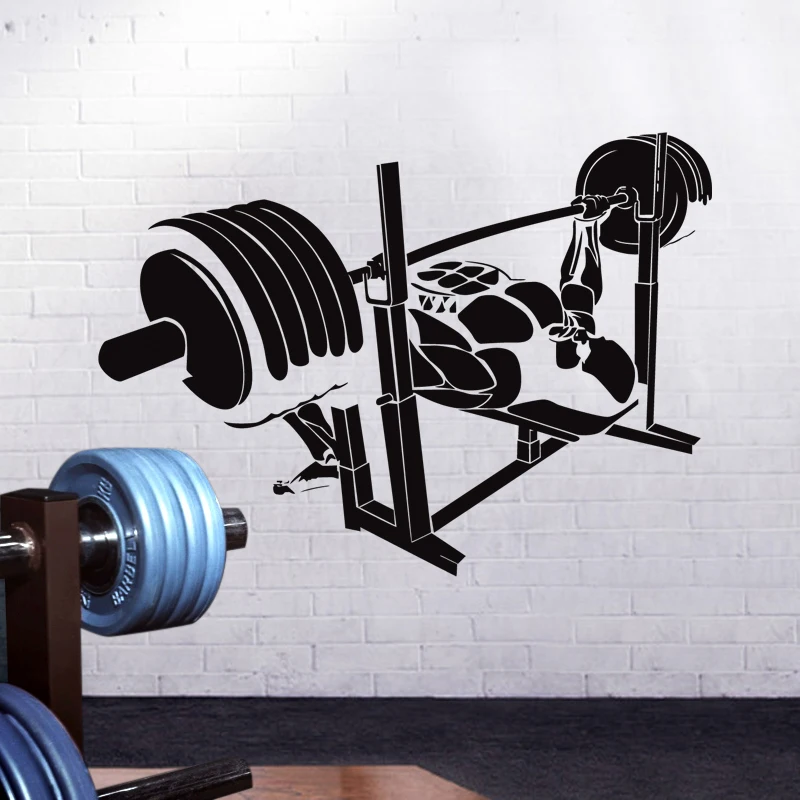 

Fitness Club Wall Sticker Gym Decal Barbell Home Decor Bedroom Living Room Decoration Bodybuilding Art Mural Muscle Training