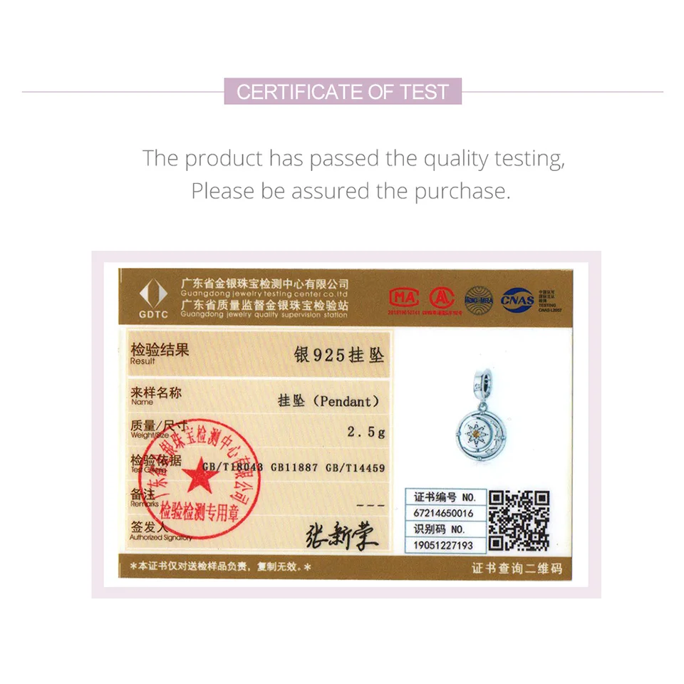 

WOSTU 925 Sterling Silver Charm Moon & Star Bead Pendant Fit Original Bracelet Necklace For Women Jewelry CTC477