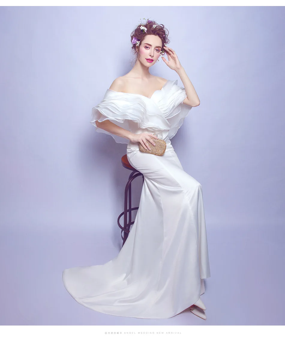 

Современное свадебное платье без рукавов 2022 с оборками с открытыми плечами из органзы атласное свадебное платье Принцесса меримид платье для невесты