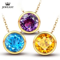 slfd natural topazcitrineamethyst 18k pure gold pendant real au 750 solid gold trendy classic fine jewelry hot sell new 2020