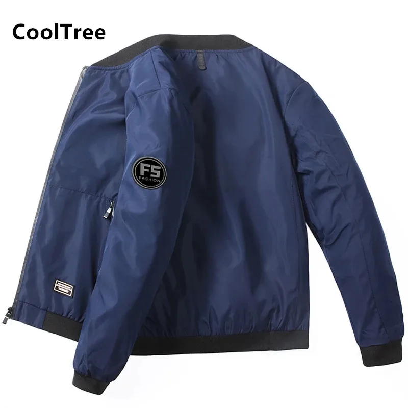 

CoolTree Men Baseball Jackets Spring Autumn Solid color Stand collar Casual Coats Male Slim Fit Zipper Outerwear Brand Clothing