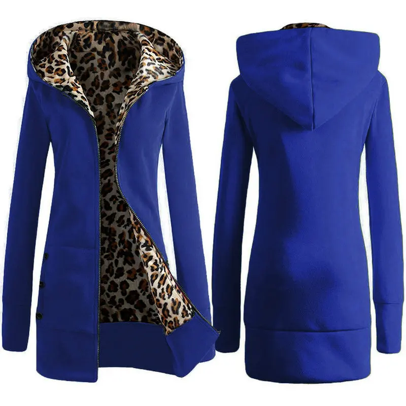 Женская толстовка с капюшоном бархатная и леопардовым принтом Осень-зима 2019 |