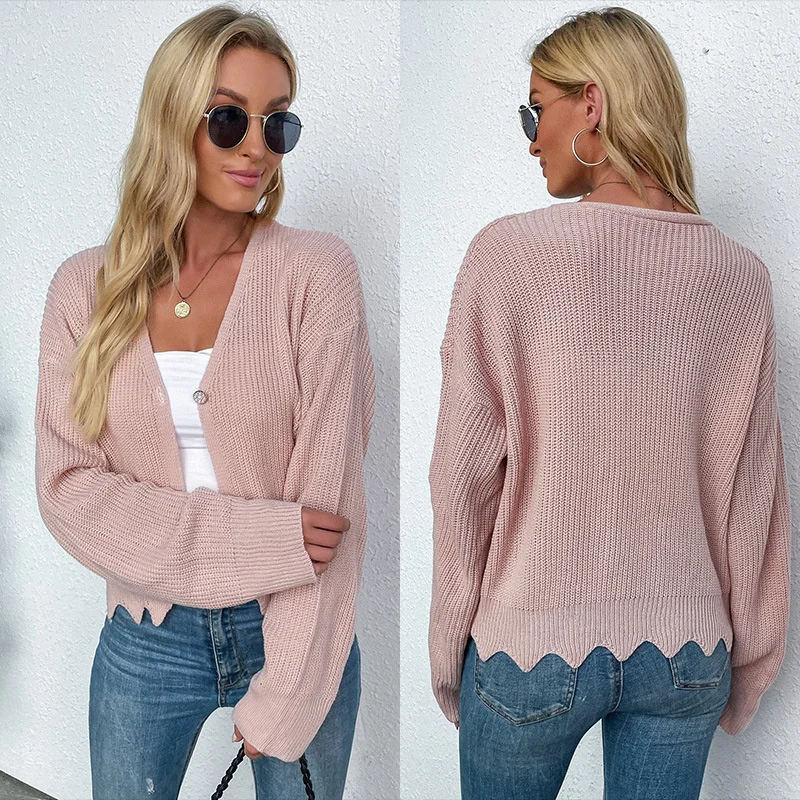 

Женский трикотажный свободный свитер с длинным рукавом, осень 2021