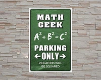 warning tin metal sign math geek parking only wall plaque caution notice road street decor 30x40cm