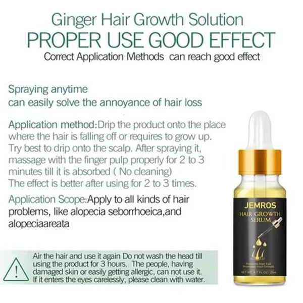 

2 20ml Natural Ginger Extract Liquid Hair Conditioner Essential Oils for Hair Loss Damaged Hair Growth and Repair Treatm
