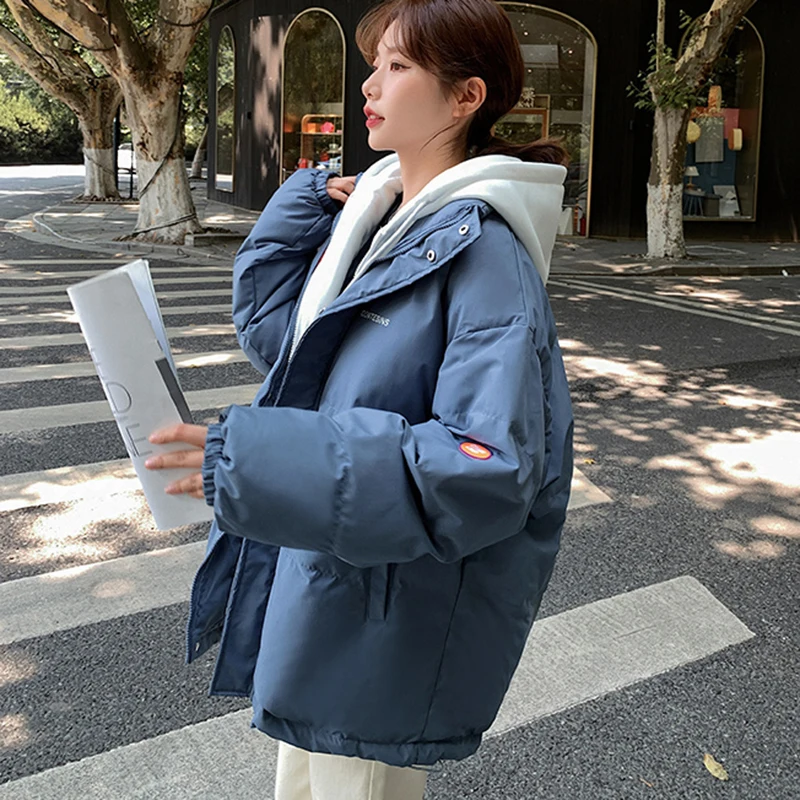 2022 Mock Two-Piece Hooded Women's Winter Coat Casual Thick Warm Padded Parkas Down Jackets Female Ladies Outerwear Solid Coats