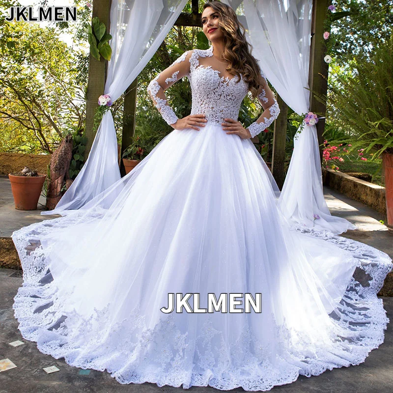 Аппликацией Vestidos новые удивительные Поезд свадебное платье 2021 Потрясающие