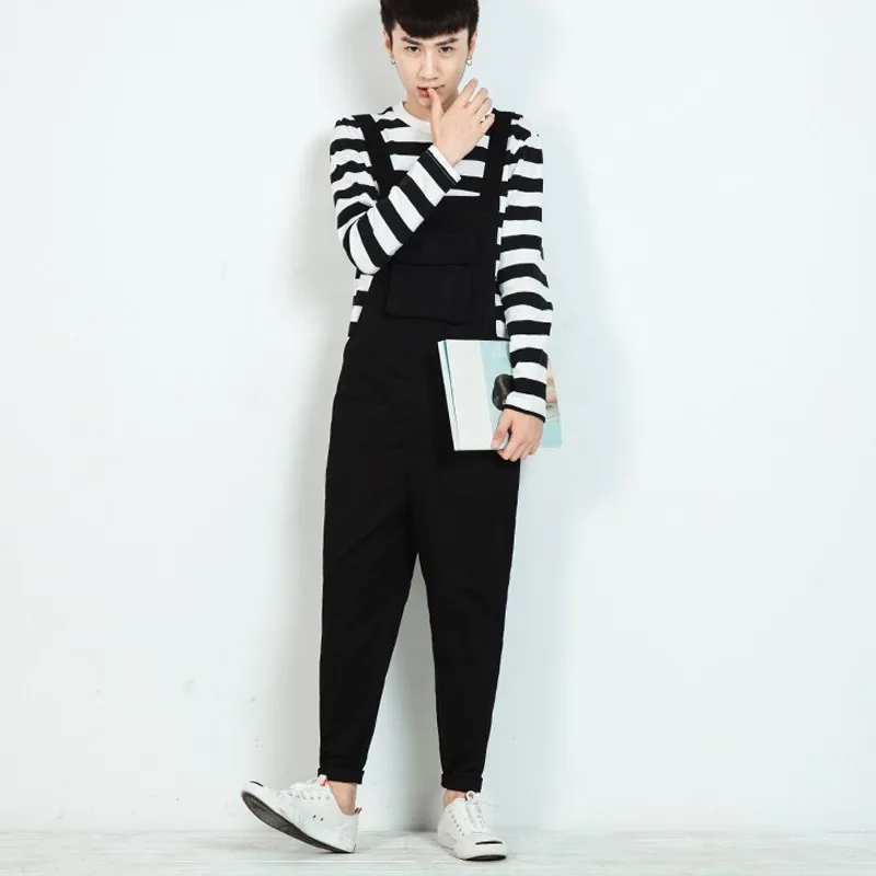 Харадзюку ретро мужские комбинезоны свободные шаровары хлопок комфорт карманы