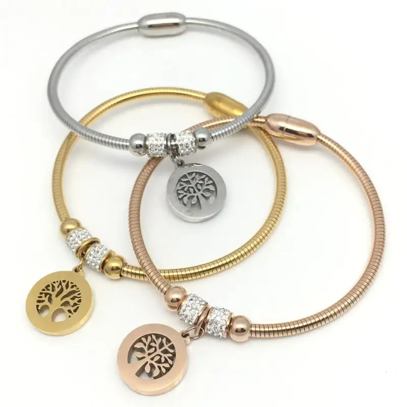 

LOOKER Woman Titanium Steel Tags Bracelet Gold Silver Color Tree Of Life Bracelet Fashion Jewelry Accessories Wholesale