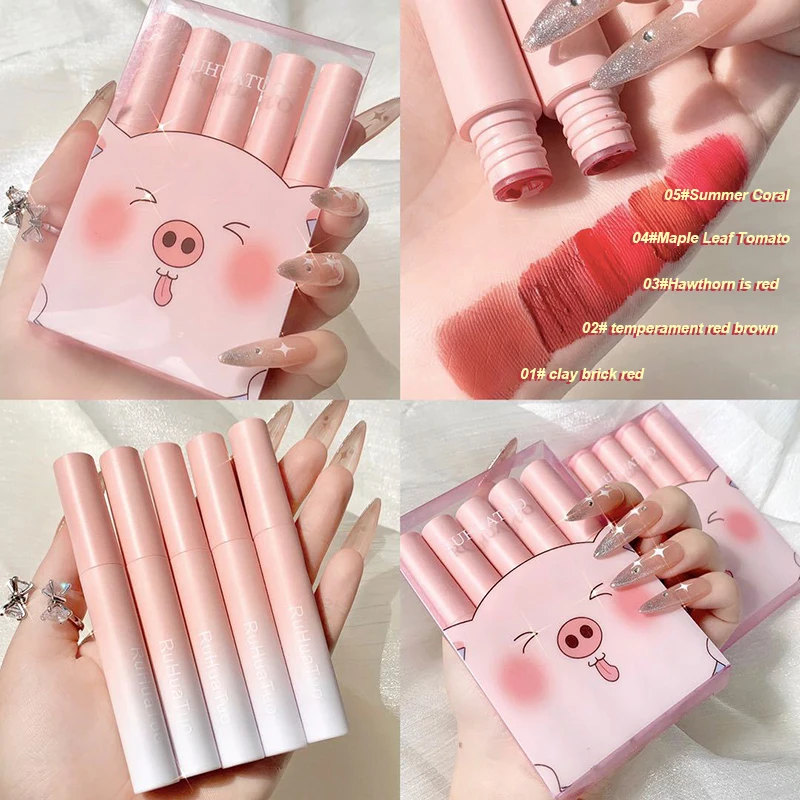 

5PCS Velvet Lip Glaze Matte Lipstick Set Waterproof Long Lasting Moisturizing Lipstick Lip Tint Makeup Cosmetics TSLM2