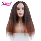 Lydia афро курчавые прямые U-образные части смешанные цвета коричневый Жук красный волос парик термостойкие синтетические 20 дюймов парики на каждый день для женщин