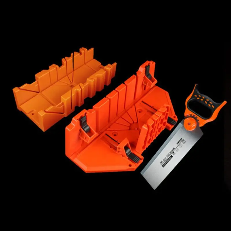 

12/14" Adjustable Wood Miter Box Saw Cutting Grip Back 0/22.5/45/90 Degrees
