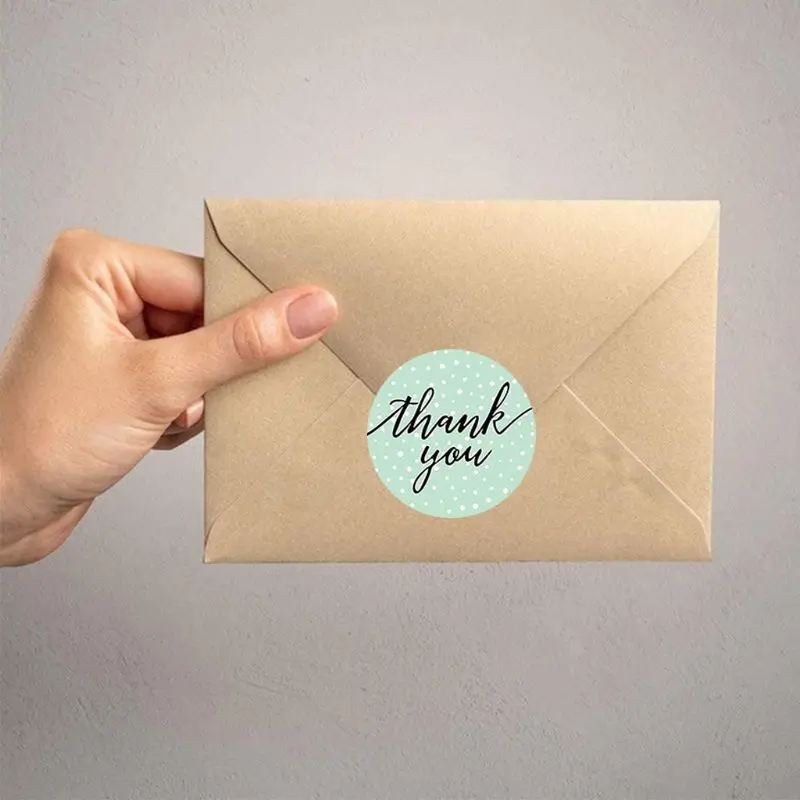 

500pcs 8 Styles Dot Thank You Stickers Seal for Small Shop Wedding Baking Envelope Stationery Label