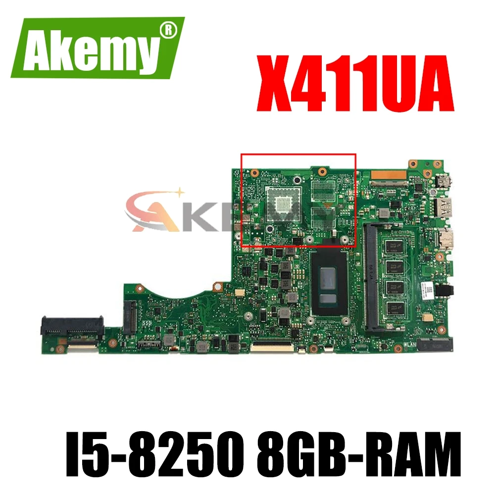 

Материнская плата Akemy X411UA для ноутбука Asus X411UN X411UQ X411UR X411UQK, материнская плата со строчкой 8GB-RAM UAM