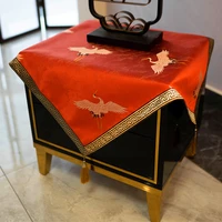 red embroidery silk table cloth christmas table cover cocktail party elegant table decor wine party table home decoration