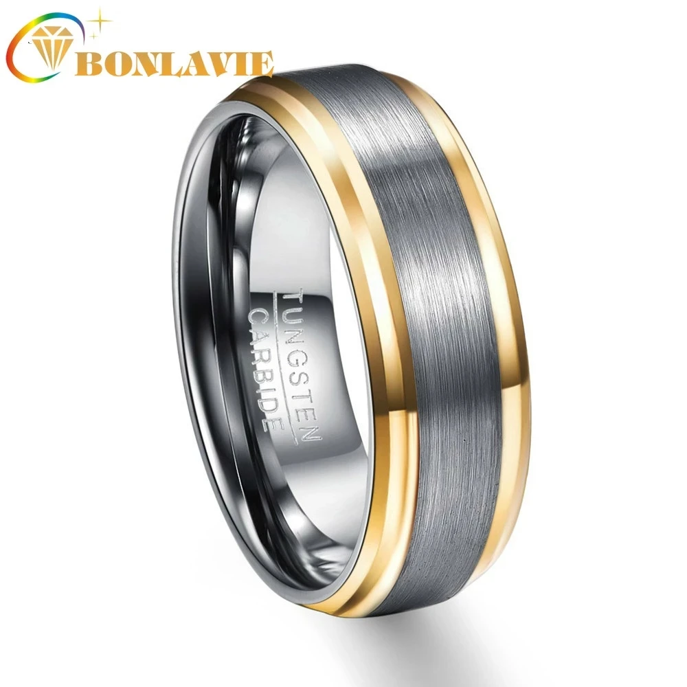 

8MM Width 2.3MM Thick Tungsten Metal Lovers Wedding Ring With Full Size 7 8 9 10 11 12 For Men's Ring Wholesale 10PCS