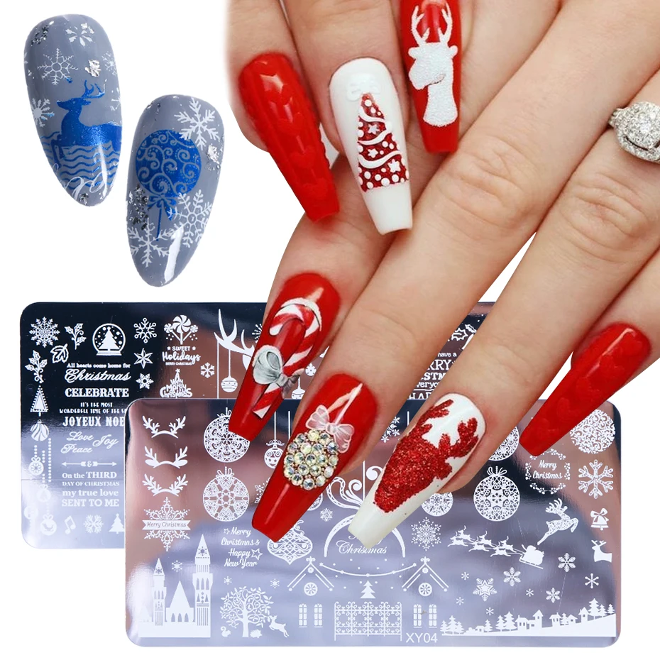 

Christmas Nail Design Nail Stamping Plates For Manicure Snowflakes Deer Image Stamp Templates New Year Stencils Tool JIXY01-08