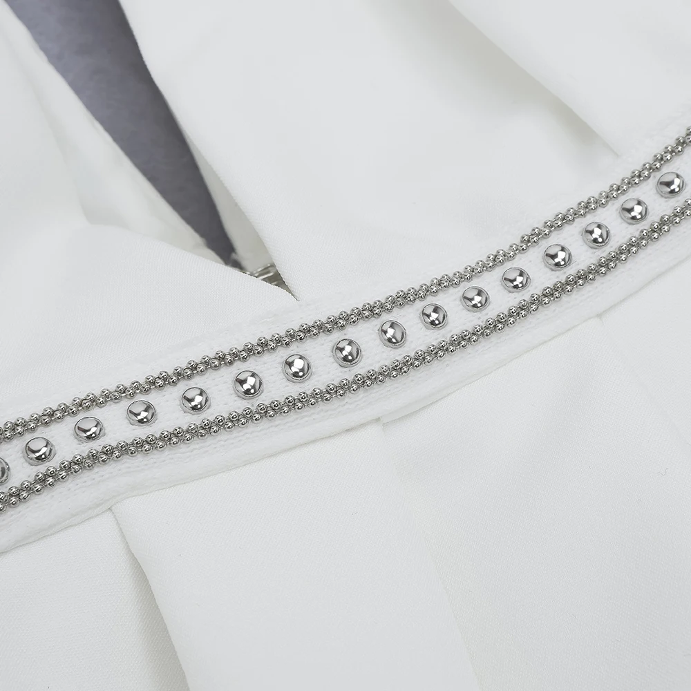 

Hot Sale Women Sexy Deep V Neck White Mesh Sequins Glitter Chic Jumpsuit 2020 Fashion Bodycon High Street Autumn Rompers