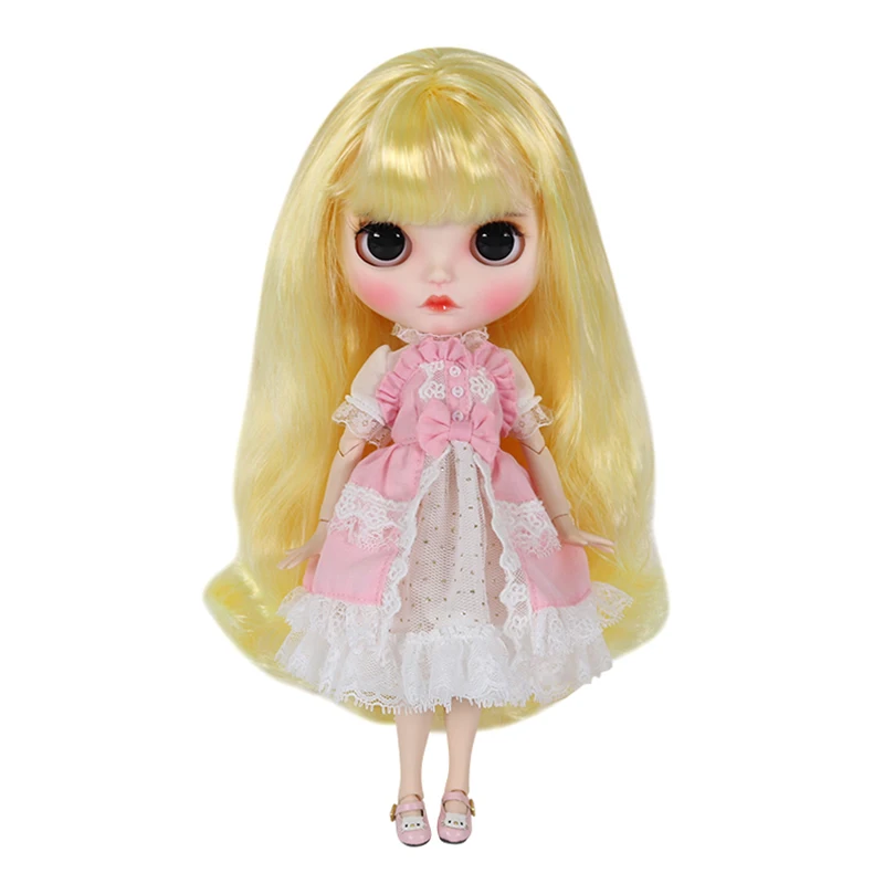 set Blyth кукла белая кожа соединение тела желтые волосы ручная роспись лица панели, длинные ресницы и сонный глаз. NO. BLBL1200400 - Цвет: set