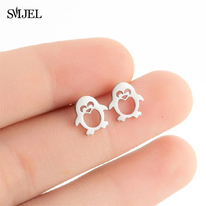 

Cute Small Cartoon Stainless Steel Penguin Earrings Lovely Animals Minimalist Anti-allergy Piercing Ear Jewelry Kids Accessories