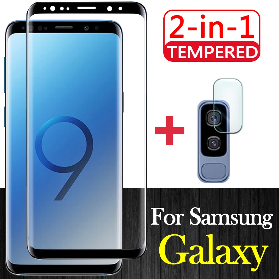 Закаленное стекло 2 в 1 для Samsung Galaxy S 8 9 Plus S8 S9 S8Plus S9Plus 8 S 9S, Защитная пленка для объектива камеры