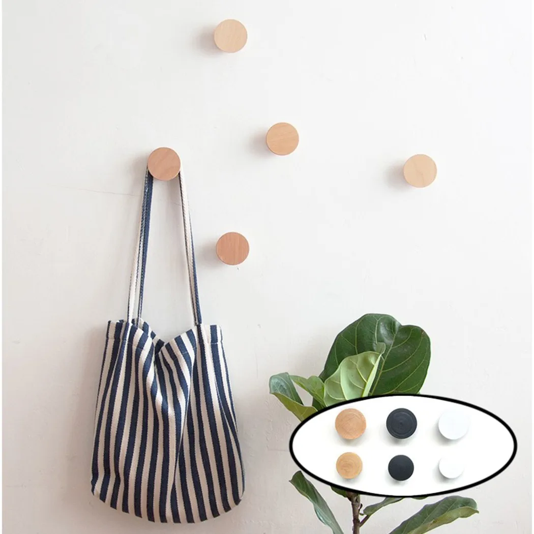 Крючок из массива дерева крючок на клейкой основе Круглый Простой настенный