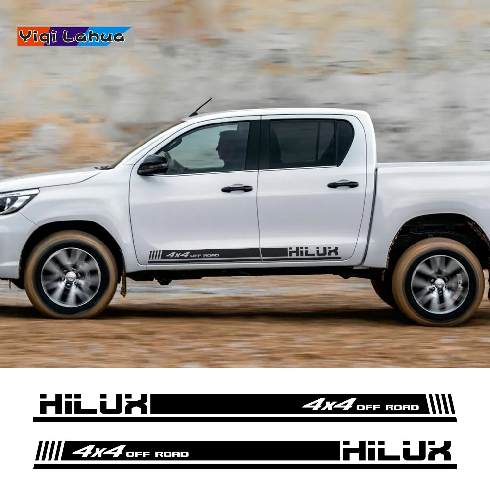 

2 шт., виниловые наклейки на дверь и боковые полосы для Toyota Hilux