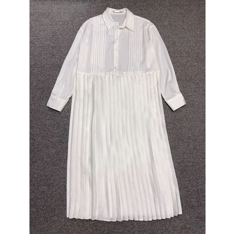 

New LC 100 fold dress temperament lining Dress Medium Length Skirt 2021 autumn and winter new women's wear