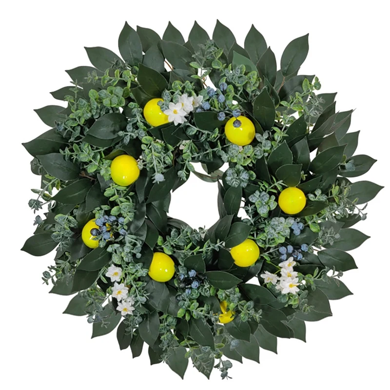 

Artificial Lemon Wreath with Fruit for Front Door Home and Kitchen Farmhouse Wreath for All Seasons Wedding Party Decor