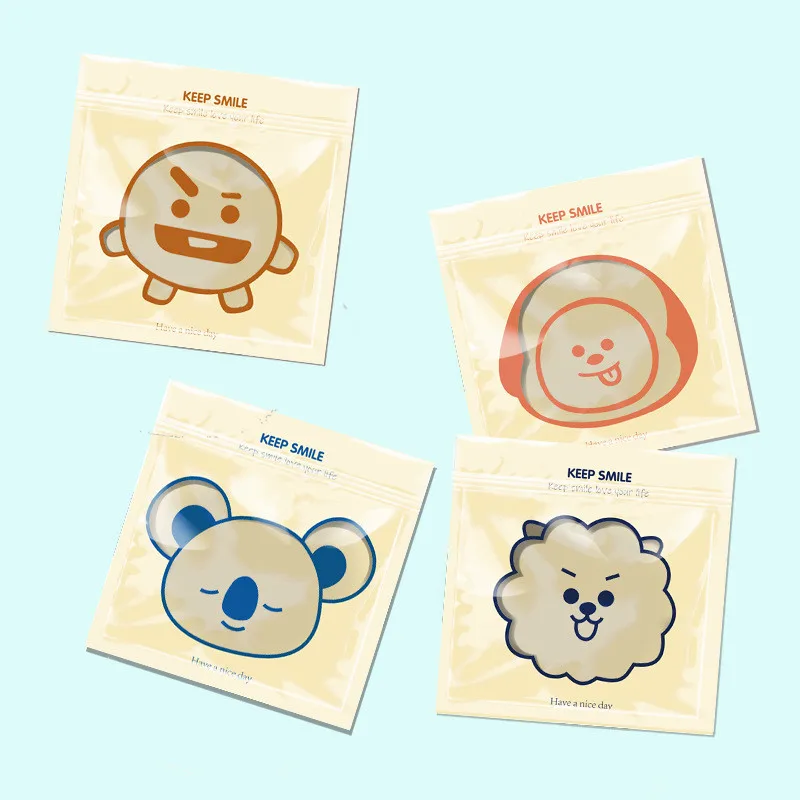 

50Pcs 4 Style Cartoon Plastic Biscuit Packaging Bag Baking Cookie Candy Snack Ziplock Bags
