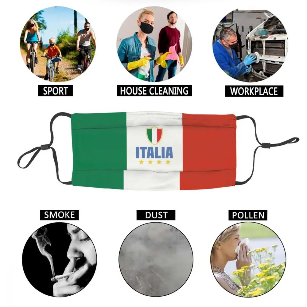

Flag Of Italy Washable Unisex Face Mask Italian Patriotic Anti Dust Protection Cover Respirator Mouth Muffle