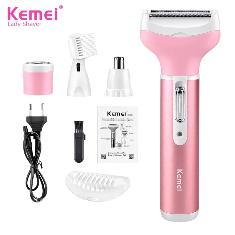 

Kemei KM-6637 Electric Shaver 4 in 1 Rechargeable Hair Trimmer Women Hair Removal Machine Epilator Eyebrow Nose Trimmer Razor