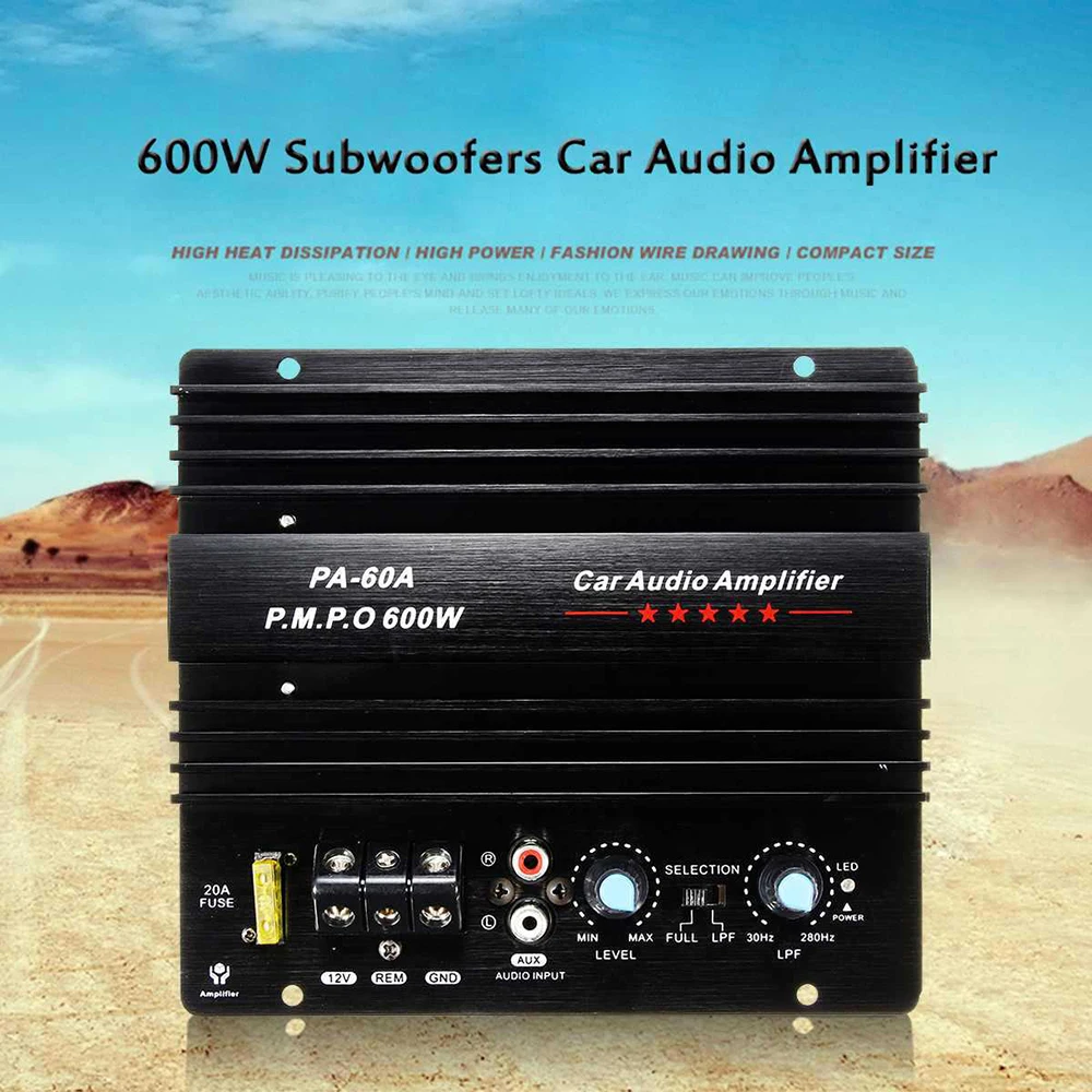12V 600W PA 60A Динамик сабвуфер бас модуль высокое Мощность автомобильный аудио