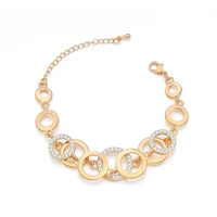 trendy rhinestone chain bracelets for women rose gold silvery circles boho bracelet femme fashion jewelry gift 2021