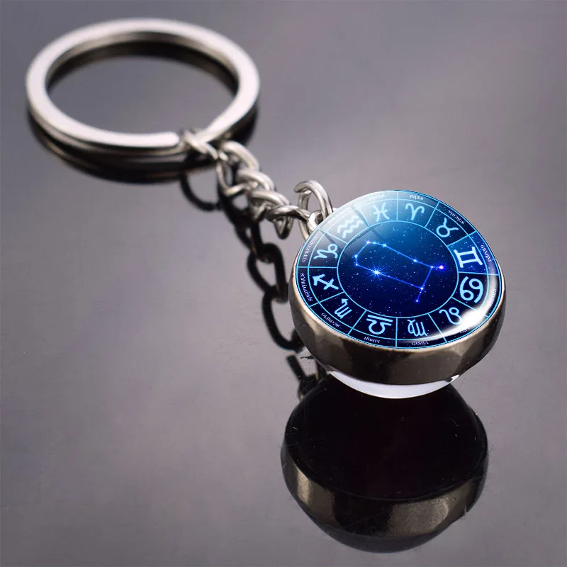 Брелок для ключей весы модный двухсторонний брелок с 12 созвездиями со схемой